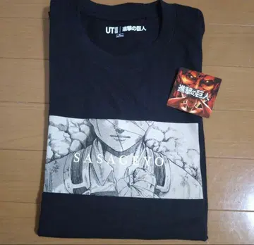 UNIQLO 유니클로 T셔츠 진격의 거인 리바이 심장을 바쳐라 XL 블랙