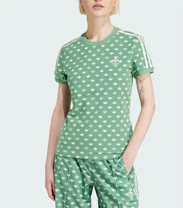 adidas 모노그램 쓰리 스트라이프 반팔 티셔츠