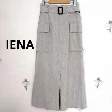 IENA 이에나 펜슬 스커트 린넨 롱 스커트 베이지 스트라이프