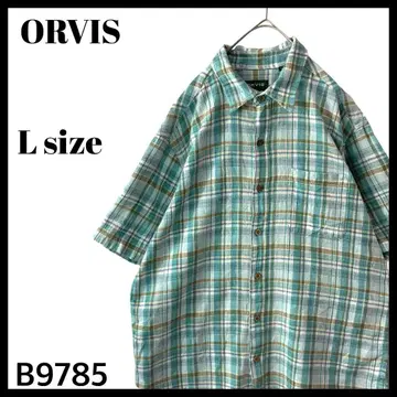 ORVIS 오비스 반팔 셔츠 체크 셔츠 박스 실루엣 그린 L