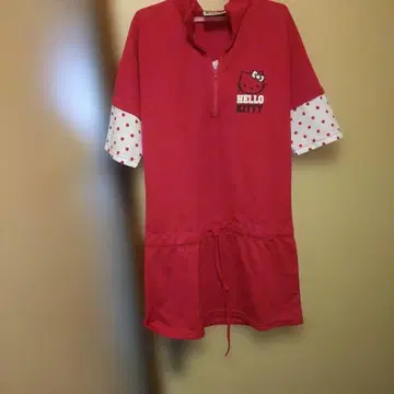 HELLO KITTY 하프 지퍼 원피스 레드