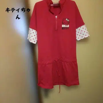 HELLO KITTY 하프 지퍼 원피스 레드