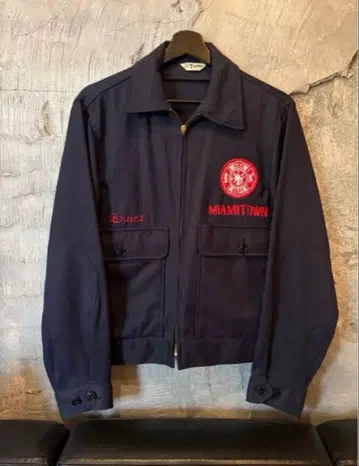 50s topps work jacket 체인 스티치 네이비 민트