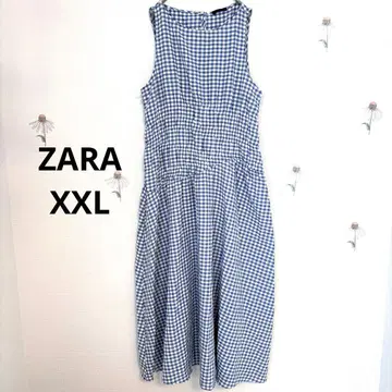 완판템 26SS ZARA 깅엄 체크 블루 맥시 원피스 XXL