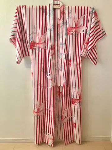 부송암 유카타 금붕어 스트라이프 새상품급 KIMONO 공주 여름 축제 불꽃축제