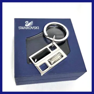 SWAROVSKI 스퀘어 참 키링 실버 블랙 상자 포함