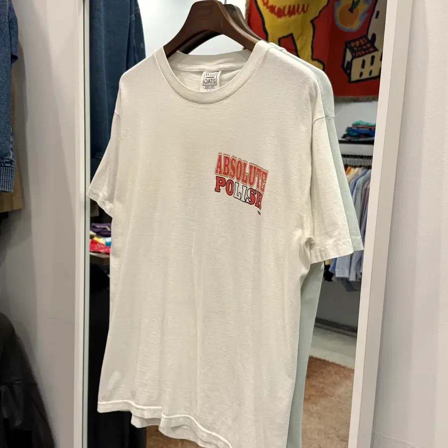 90s Wild Oats 빈티지 ABSOLUTE POLISH 반팔 티셔츠 (made in USA)