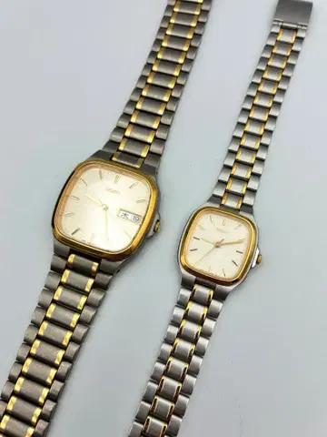 SEIKO 페어 워치 손목시계 7N93-5010 4J41-5030 작동 안 함