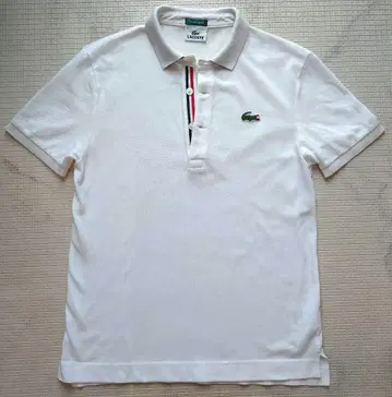 LACOSTE 피케 셔츠 화이트 트리콜로르 라인