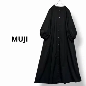MUJI 건조하기 쉬운 브로드 7부 소매 원피스 블랙 M