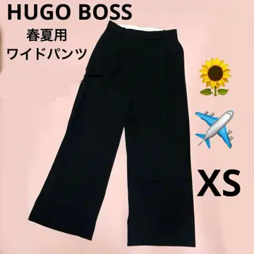 HUGO BOSS 여성용 블랙 슬랙스 와이드 팬츠 XS 블랙 트래블