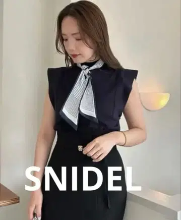 SNIDEL 스카프 타이 니트 풀오버 스나이델 네이비
