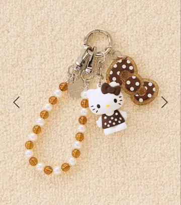새상품 HELLO KITTY DOTPVC 키 참 브라운 콜라보
