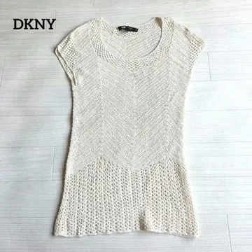 DKNY 니트 베스트 크로셰 뜨개질 썸머 스웨터 프렌치 슬리브 베스트 S