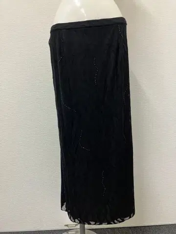 새상품급 이타리야 비쥬 장식 레이스 롱 스커트 블랙 13호 LL