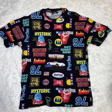 HYSTERIC GLAMOUR 올 패턴 T셔츠 블랙 M사이즈