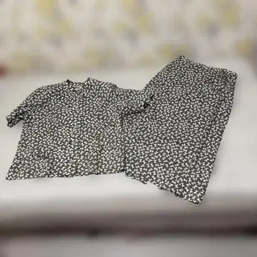 여성용 셋업 리본 무늬 반팔 자켓 스커트
