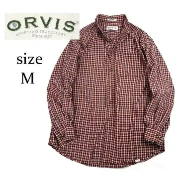 ORVIS 오비스 체크 버튼다운 셔츠 코튼 M 긴팔 빨간색