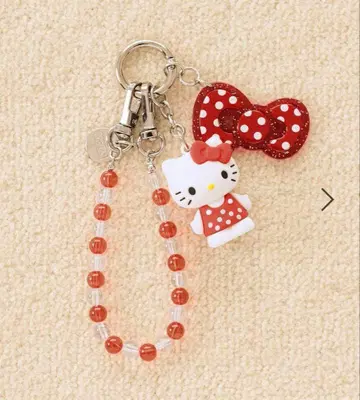 새상품 HELLO KITTY DOTPVC 키참 레드 콜라보