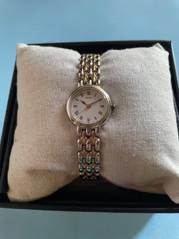 SEIKO 여성용 손목시계 콤비 컬러 타원형 메탈 벨트 체인 포함