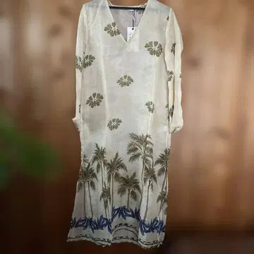 ZARA 야자수 프린트 롱 원피스