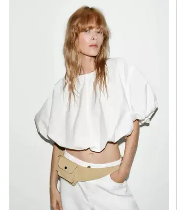 ZARA 벌룬 포플린 상의 화이트