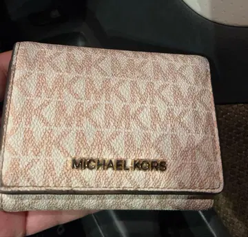 MICHAEL KORS 3단 폴더형 지갑 핑크 MK 패턴