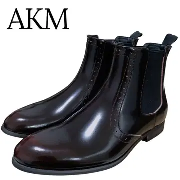 AKM 메달리온 광택 사이드 고어 부츠 버건디 26.0