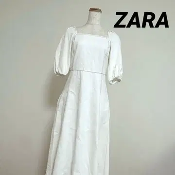ZARA 화이트 스퀘어넥 퍼프 슬리브 상의 원피스