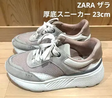 ZARA 자라 베이지 메쉬 스웨이드 스니커즈 통굽 스니커즈 23cm