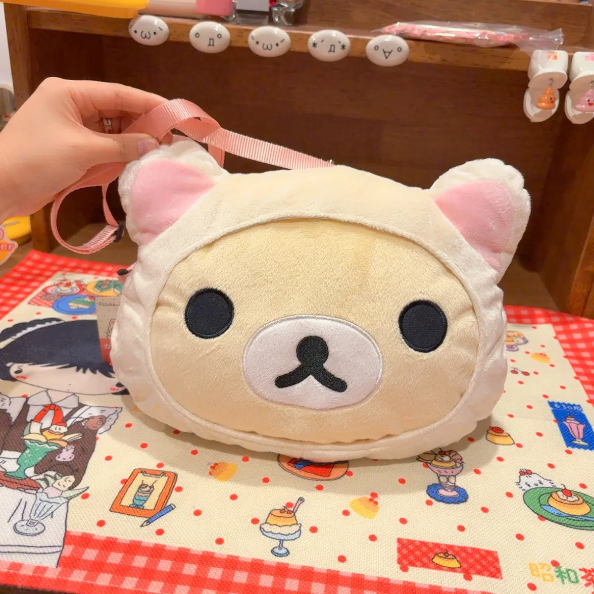 고전 산엑스 코리락쿠마 고양이 얼굴 인형 가방