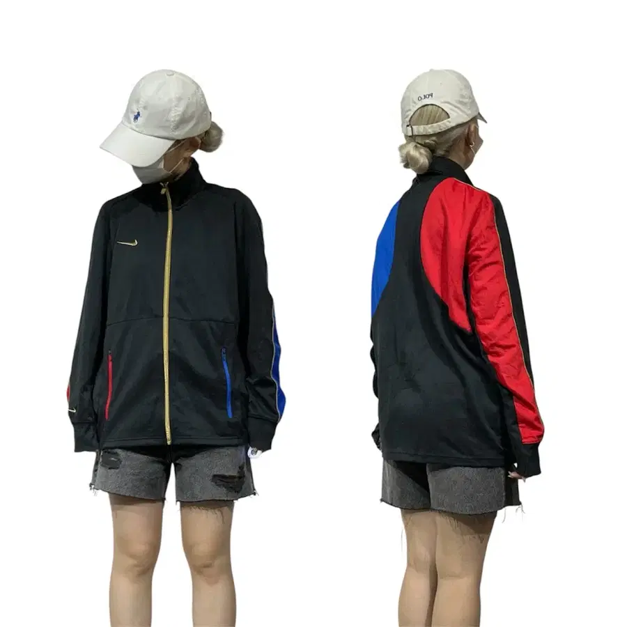 나이키 블랙 올드스쿨 태극 사이드 라인 오버핏 트랙탑 져지 L