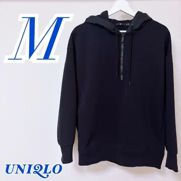 UNIQLO 하프 지퍼 후드티 블랙 M 사이즈 캐주얼 코디 남성용