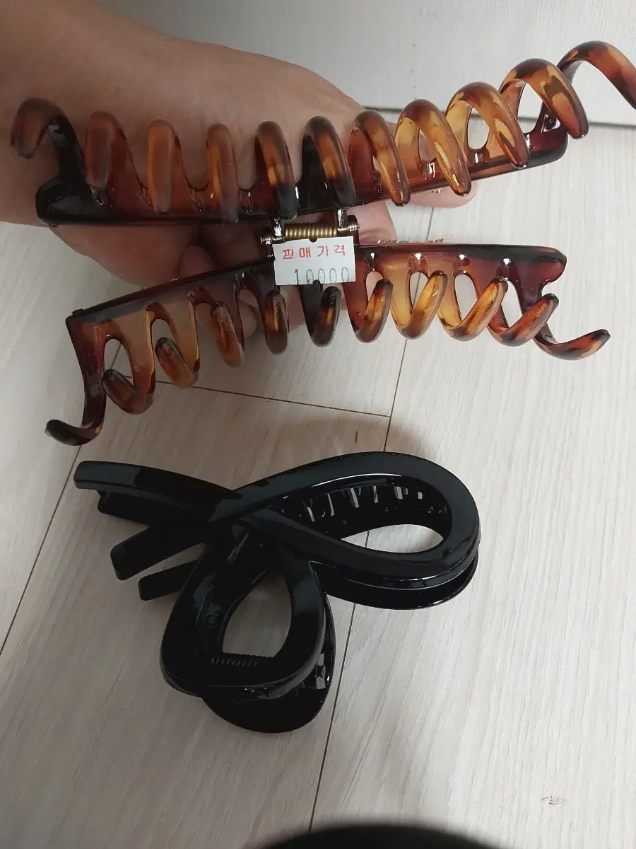 (새상품)호피/블랙 긴머리 집게핀 2개세트 개별/일괄