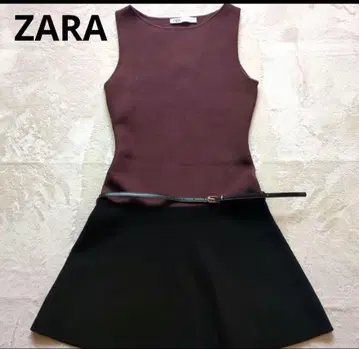ZARA 슬리브리스 미니 원피스 바이컬러