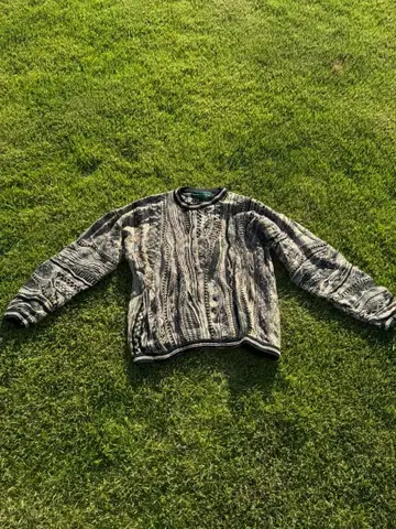 TUNDRA Coogi 패턴 3D 니트 스웨터 쿠시 L