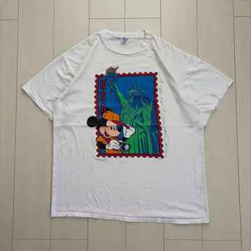 DISNEY MICKEY MOUSE 프린트 T셔츠 미키마우스 구제 의류 90년대