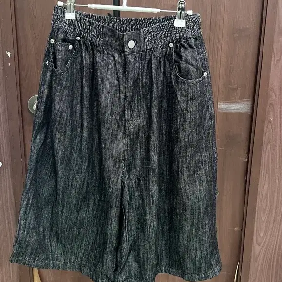 빈티지 밴딩 흑청 카펜터 후들 버뮤다