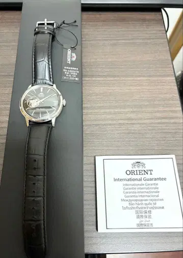 ORIENT 밤비노 자동 와인딩 손목시계 오픈 하트 블랙