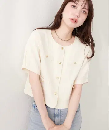 naturalcouture 트위드 반팔 자켓