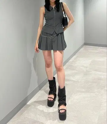 EMODA 레이어 베스트 체인 원피스 그레이 S