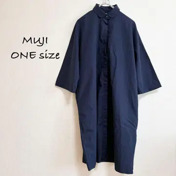 [ 새상품급 ] 무인양품 롱 코튼 원피스 겉옷 ONE 사이즈 네이비 MUJI