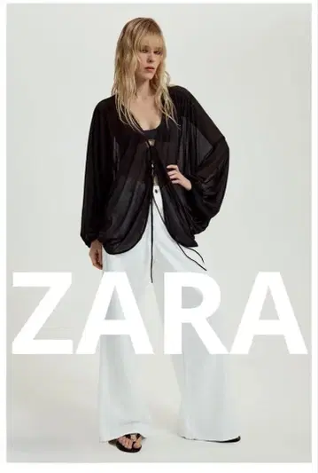 ZARA 크레이프 퍼프 슬리브 상의