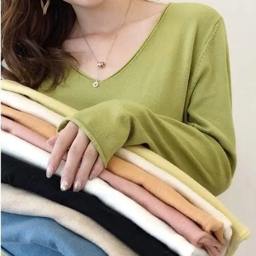 브이넥 돌돌이 탄탄 니트 파스텔 데일리