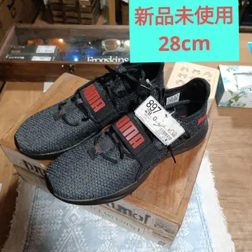 PUMA 스니커즈 블랙 레드 벨트 부착 미사용급 경량