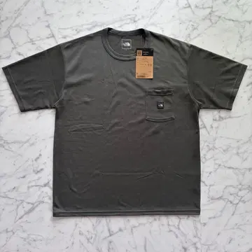 [ 미사용 새상품 ] THE NORTH FACE 반팔 T셔츠 그레이 가슴 포켓 부착