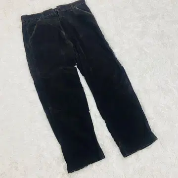 UNIQLO 코듀로이 워크 팬츠 블랙 남성용 굵은 폭