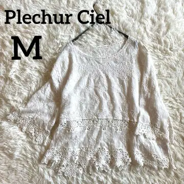 프레슈르 시엘 전체 레이스 자수 블라우스 화이트 7부 소매 [ M ]