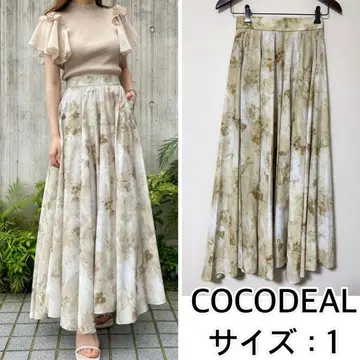 COCODEAL 아트 플라워 프린트 서큘러 스커트 코코딜