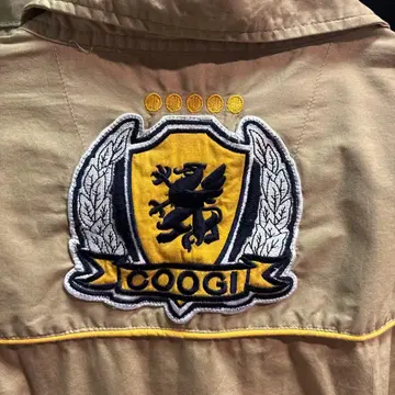 초레어 3XL COOGI 쿠지 자수 로고 와펜 반팔 셔츠 베이지